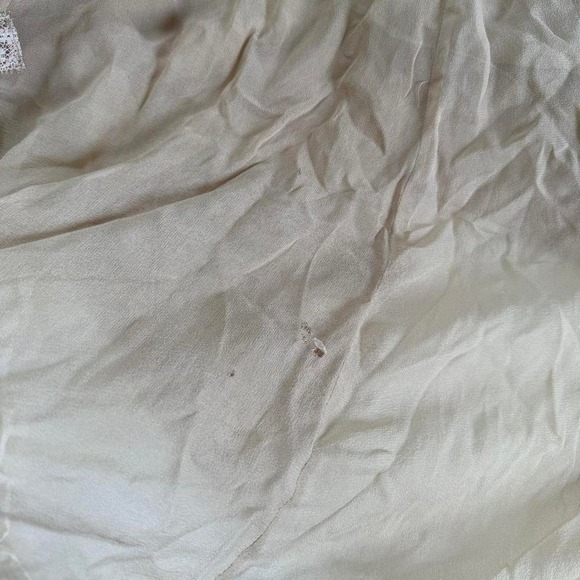 silk lace ruffle dress  70s–80s cream silk ruffle dress fits like small - Picture 7 of 7